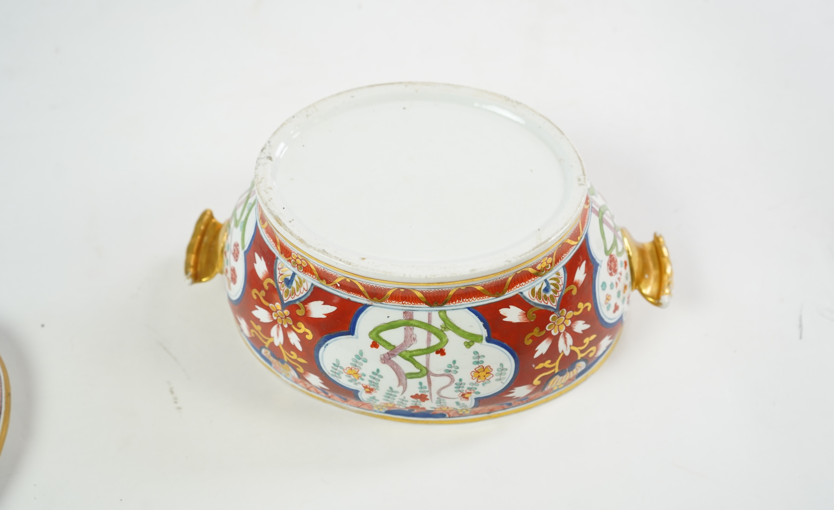 A Coalport Dollar pattern tureen and stand, c.1820